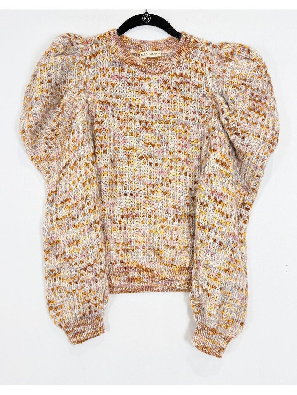 Ulla Johnson Rosina Fawn Marled Wool Mohair Blend Puff Sleeve Sweater M/L